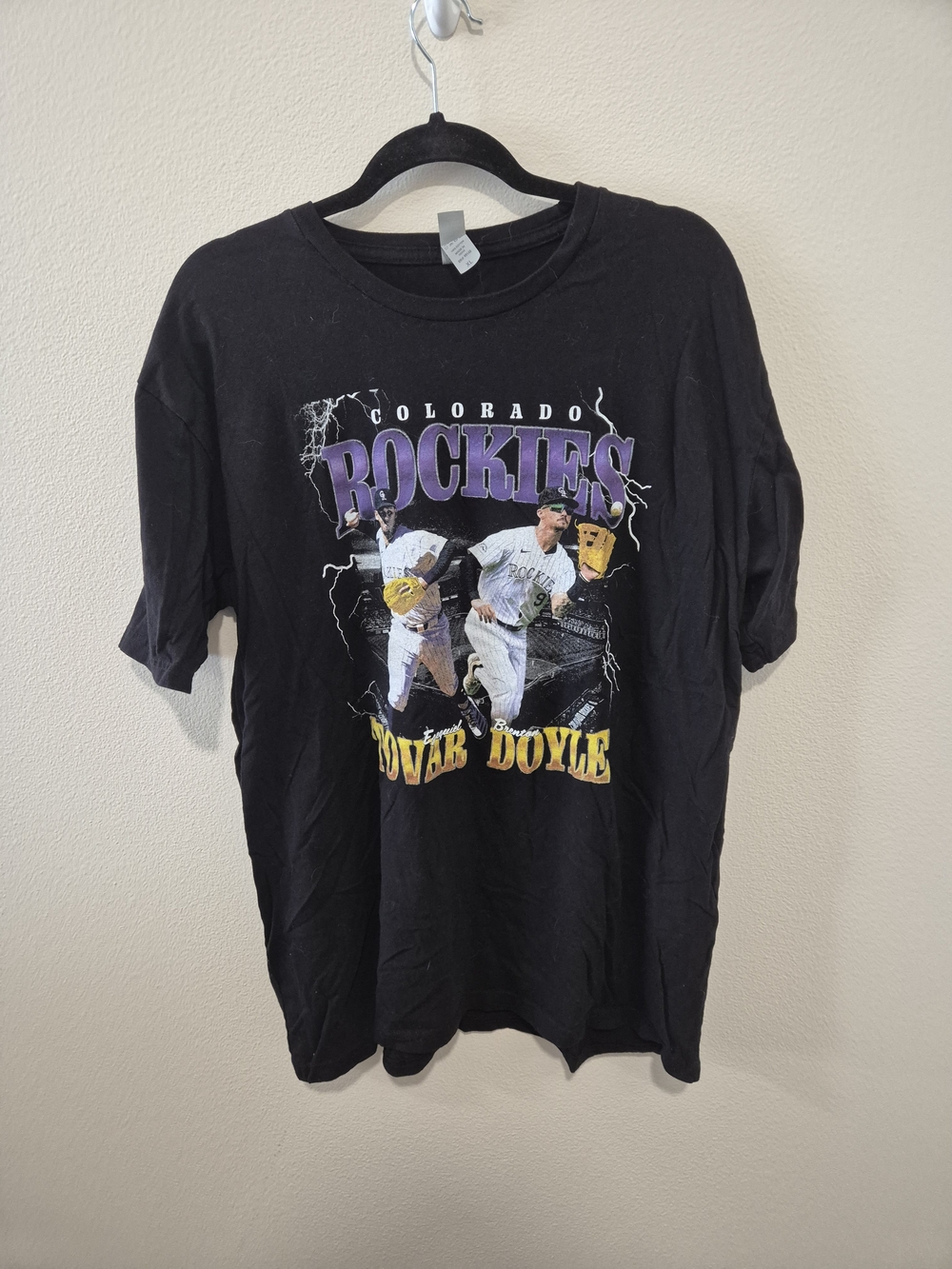 2025 Rockies Brenton Doyle & Ezequiel Tovar Gold Glove T-shirt Giveaw